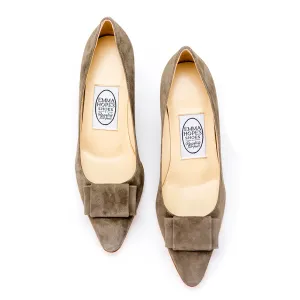 Flat Bow High Court-Taupe-Suede