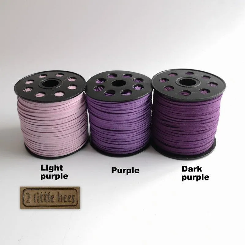 Flat Faux Suede Leather String. Dark Purple
