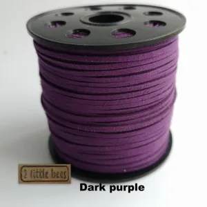 Flat Faux Suede Leather String. Dark Purple