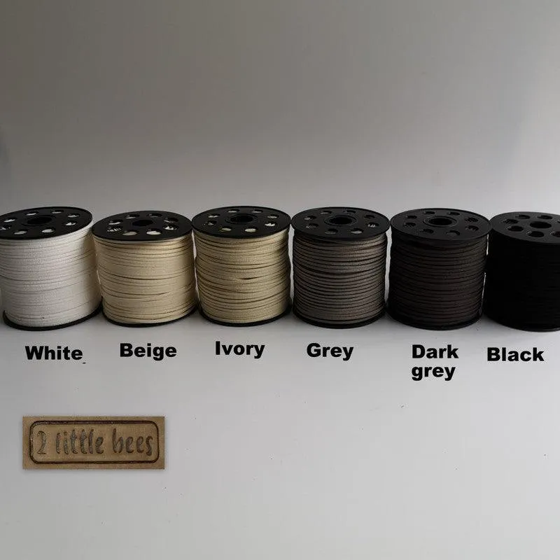 Flat Faux Suede Leather String. Ivory