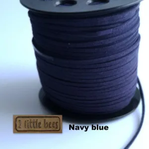 Flat Faux Suede Leather String. Navy blue