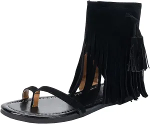 Flat Sandals for Women Gladiator Suede Fringe Open toe Falt Zip Up Flat Sandals Women Flat Dress Sandals for Women