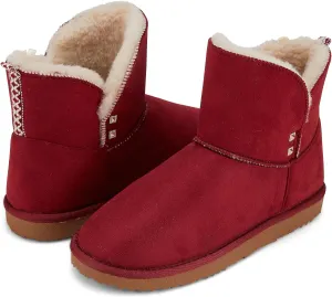 Floopi Warm Winter Boots for Women- Classic Ankle Cut, Eco-Friendly Suede Exterior, Faux Fur- Plush Interior- Anti-Skid Flat Sole, Casual Everyday Wear