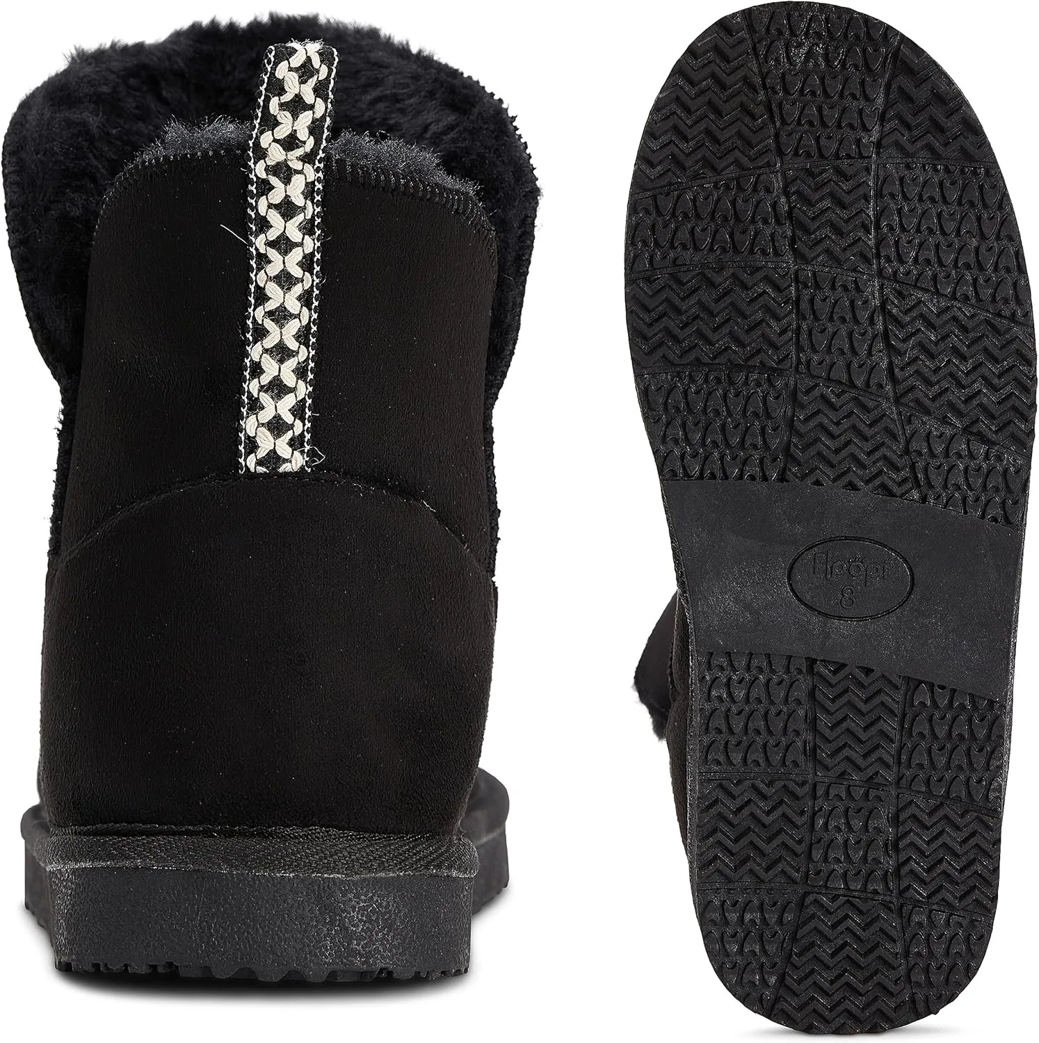 Floopi Warm Winter Boots for Women- Classic Ankle Cut, Eco-Friendly Suede Exterior, Faux Fur- Plush Interior- Anti-Skid Flat Sole, Casual Everyday Wear