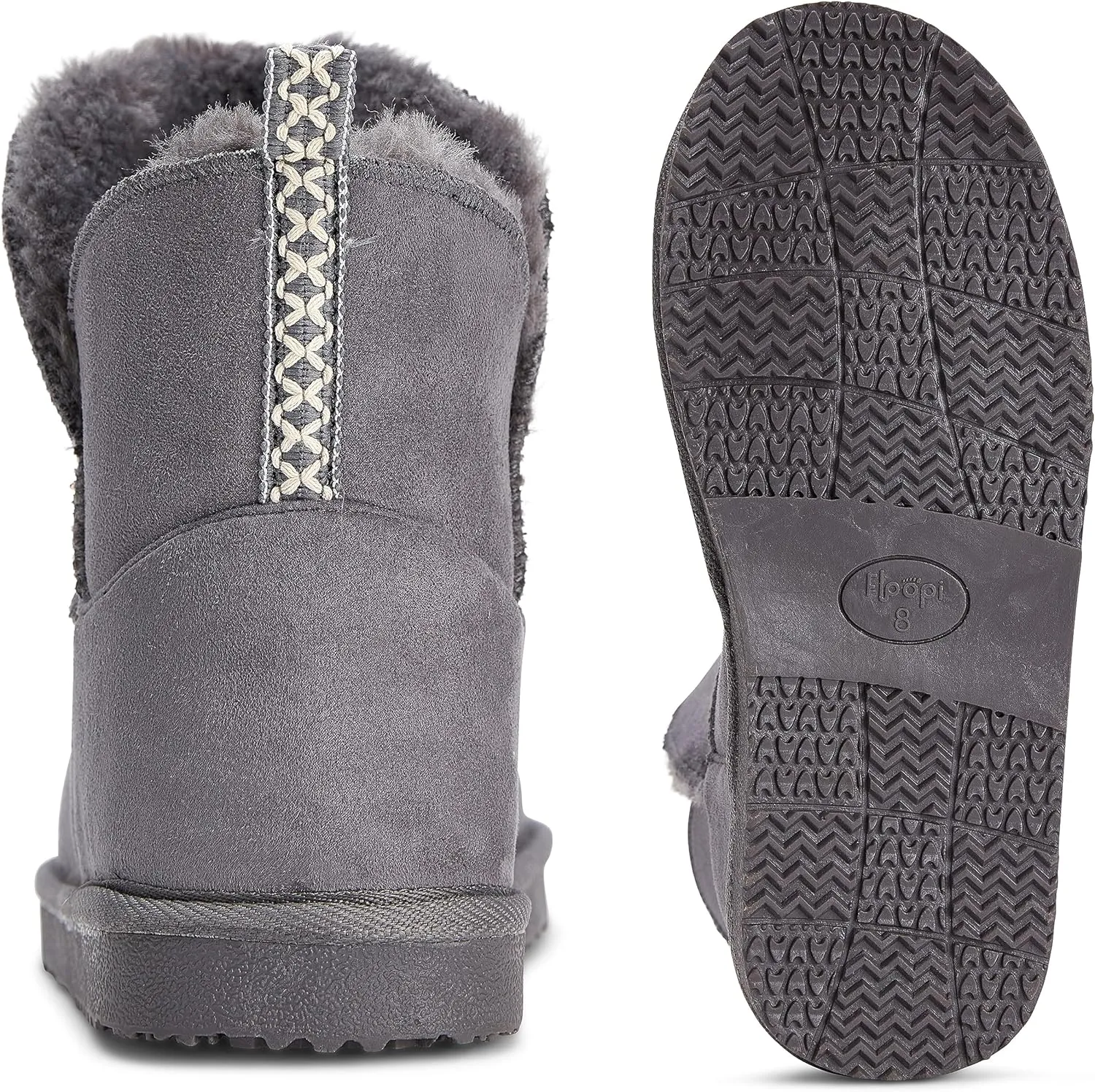 Floopi Warm Winter Boots for Women- Classic Ankle Cut, Eco-Friendly Suede Exterior, Faux Fur- Plush Interior- Anti-Skid Flat Sole, Casual Everyday Wear