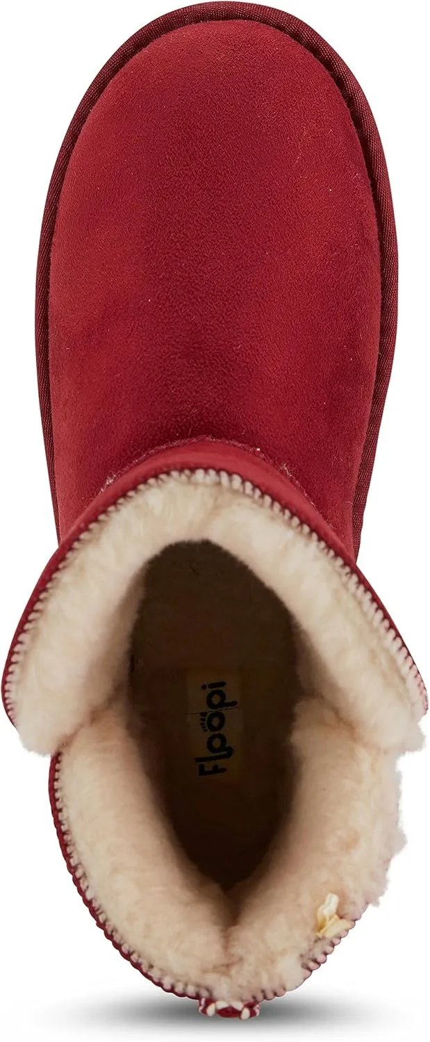 Floopi Warm Winter Boots for Women- Classic Ankle Cut, Eco-Friendly Suede Exterior, Faux Fur- Plush Interior- Anti-Skid Flat Sole, Casual Everyday Wear