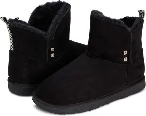 Floopi Warm Winter Boots for Women- Classic Ankle Cut, Eco-Friendly Suede Exterior, Faux Fur- Plush Interior- Anti-Skid Flat Sole, Casual Everyday Wear
