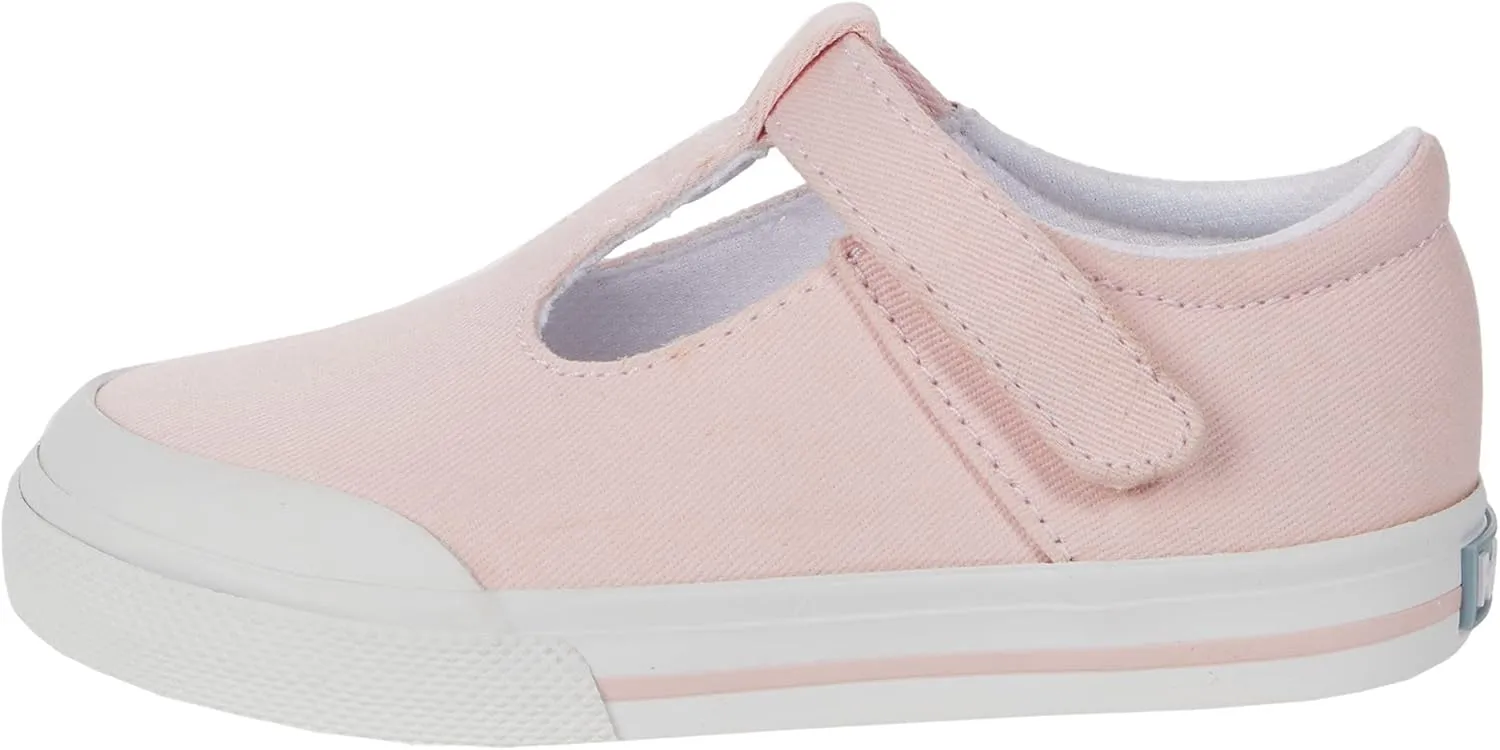 FOOTMATES Drew Mary Jane Flat T-Strap Girls Canvas Walking Sneakers with Custom-Fit Insoles, Slip-Resistant Vulcanized Outsoles