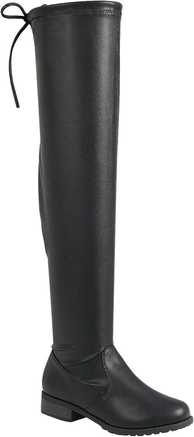 Forever Link Jalen-H4 Women's Over The Knee Thigh High Flat Boot,Leopard