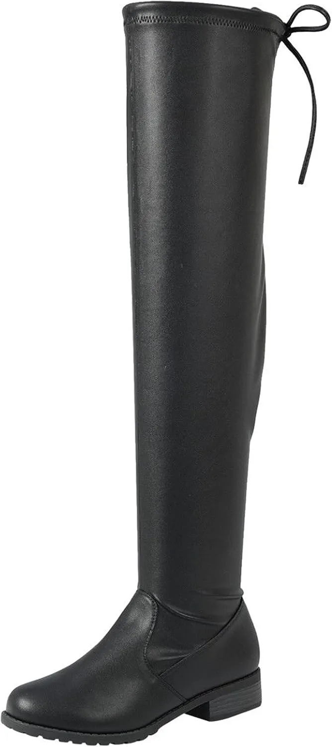 Forever Link Jalen-H4 Women's Over The Knee Thigh High Flat Boot,Leopard