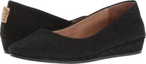 French Sole Zeppa Flat - Flats for Women - Breathable Leather Lining - Rubber Outsole - Cushioned Footbed Black Stingray 7 M