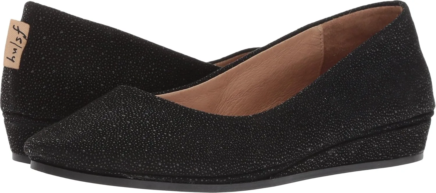 French Sole Zeppa Flat - Flats for Women - Breathable Leather Lining - Rubber Outsole - Cushioned Footbed Black Stingray 7 M