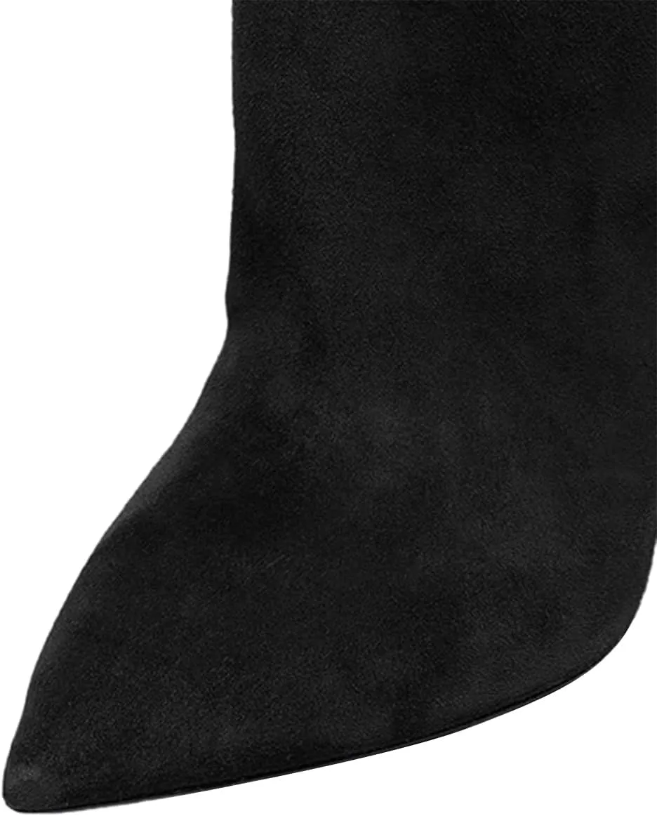 FSJ Women Over The Knee Boots Thigh High Crystal Chunky Heel Sparkly Rhinestone Closed Toe Stretch Long Boots Size 4-15 US