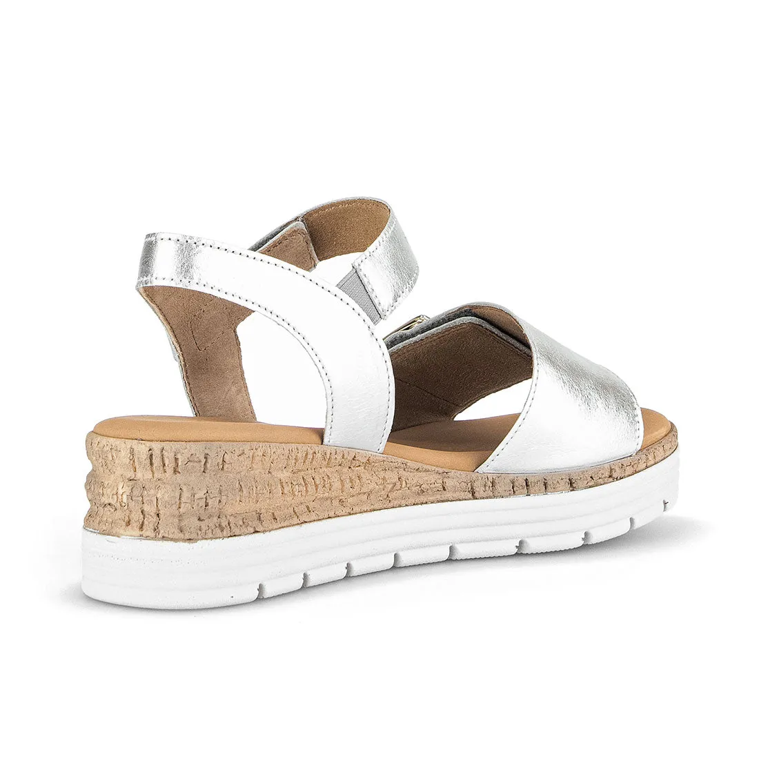 GABOR Sølv skind sandal m. spænde   velcro