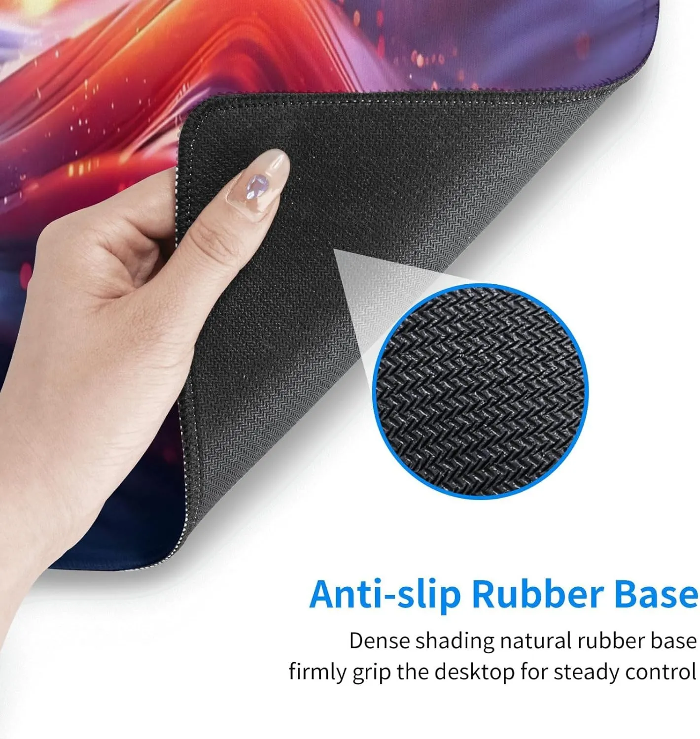Gaming Mouse Pad, Large Non-Slip Rubber Base Mousepad, Keyboard Mouse Mat, Desk Pad with Stitched Edges, 31.5x11.8inch, Red Ripples