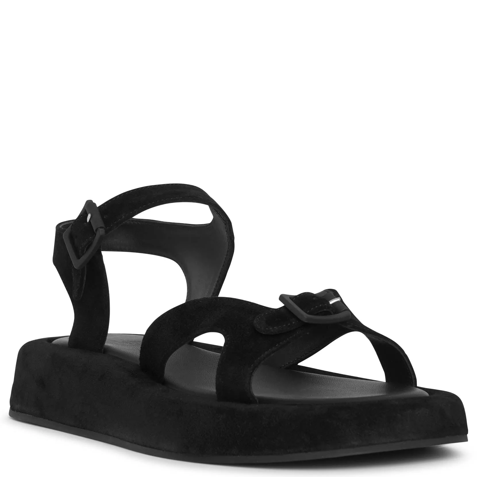 Geri black suede flat sandals