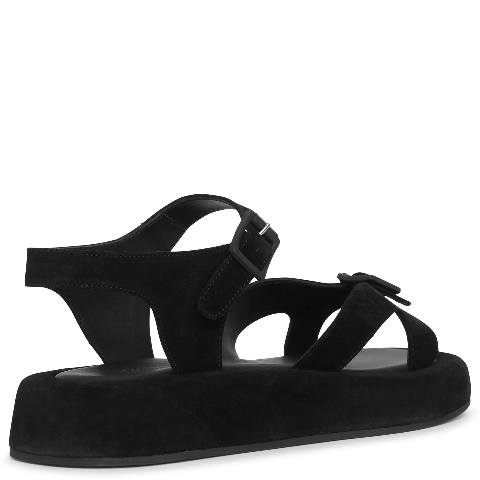 Geri black suede flat sandals