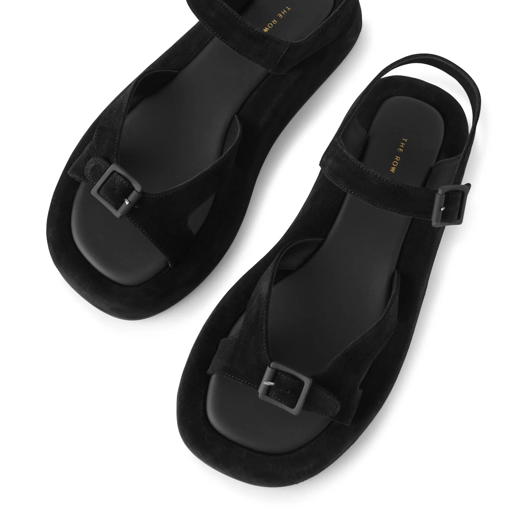 Geri black suede flat sandals