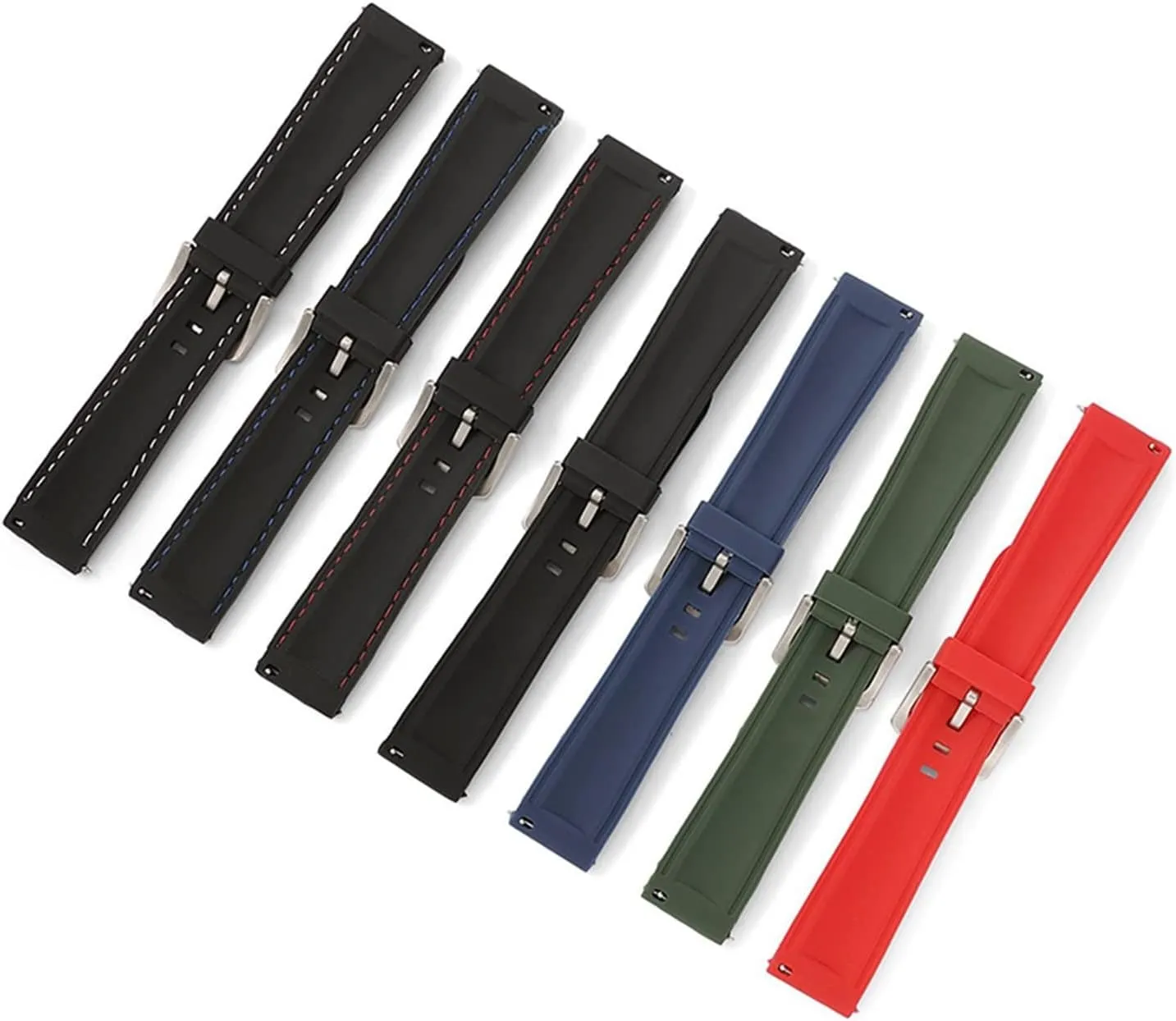 GGZONE RHAIYAN Silicone Rubber Watch Strap 18mm 20mm 22mm 24mm Watch Band Watch Strap Diving Waterproof Bracelet Replacement Compatible with Men Women(Red Silver,20mm)