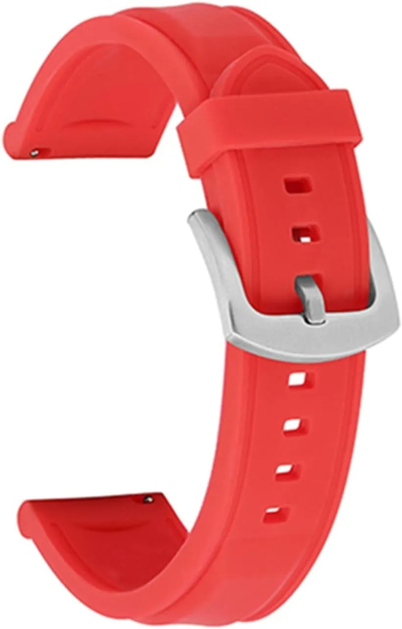 GGZONE RHAIYAN Silicone Rubber Watch Strap 18mm 20mm 22mm 24mm Watch Band Watch Strap Diving Waterproof Bracelet Replacement Compatible with Men Women(Red Silver,20mm)