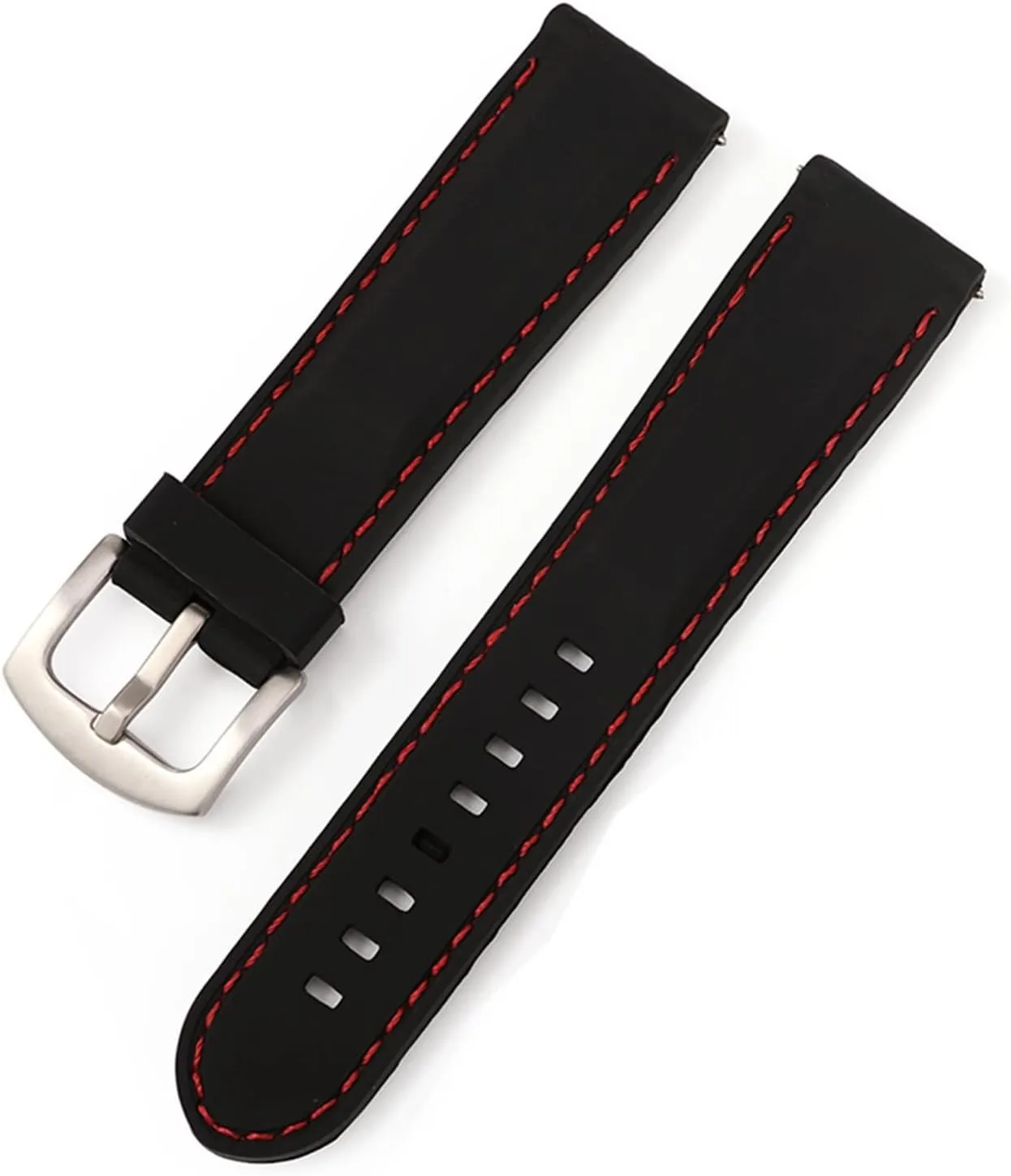 GGZONE RHAIYAN Silicone Rubber Watch Strap 18mm 20mm 22mm 24mm Watch Band Watch Strap Diving Waterproof Bracelet Replacement Compatible with Men Women(Red Silver,20mm)