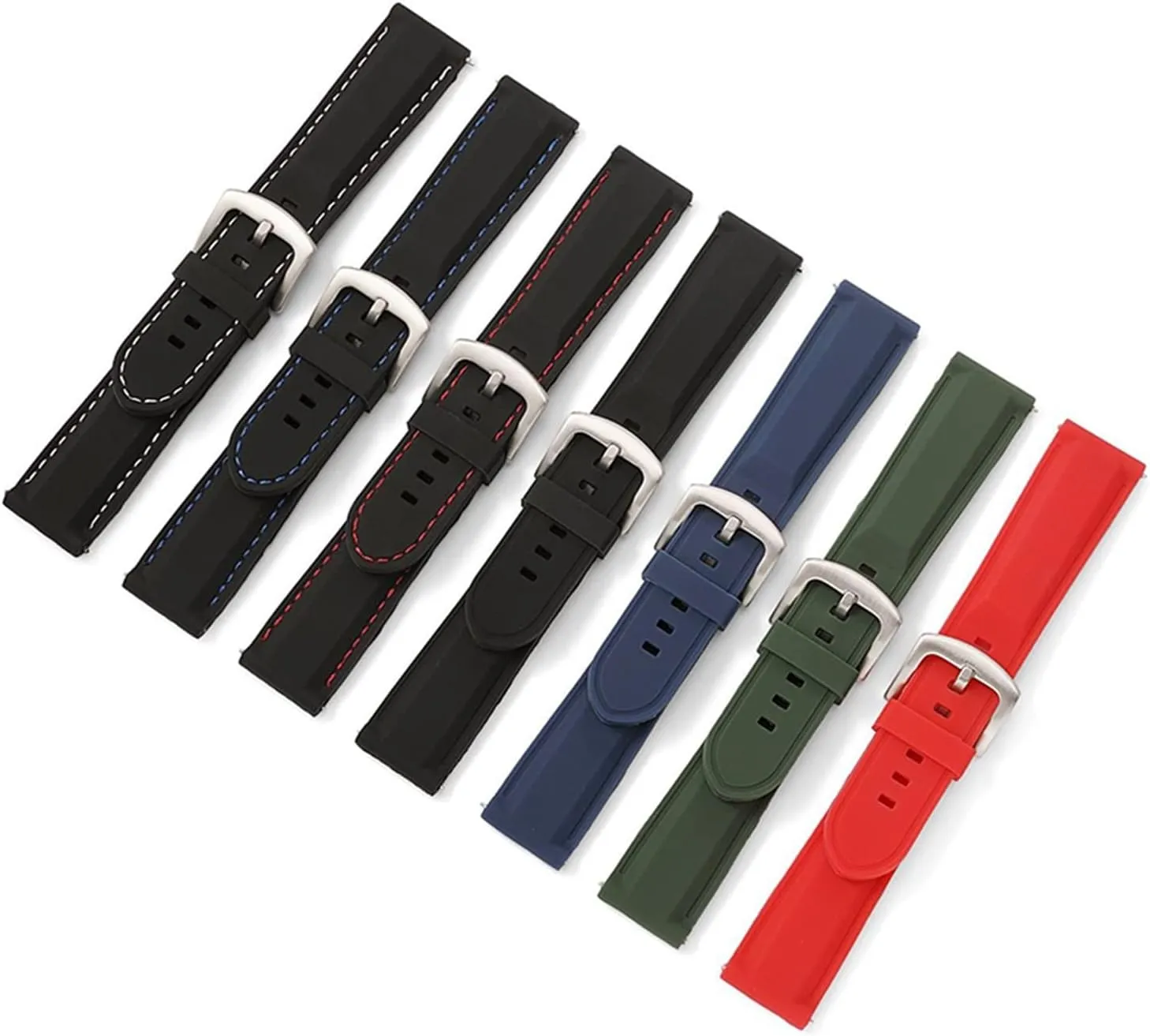 GGZONE RHAIYAN Silicone Rubber Watch Strap 18mm 20mm 22mm 24mm Watch Band Watch Strap Diving Waterproof Bracelet Replacement Compatible with Men Women(Red Silver,20mm)