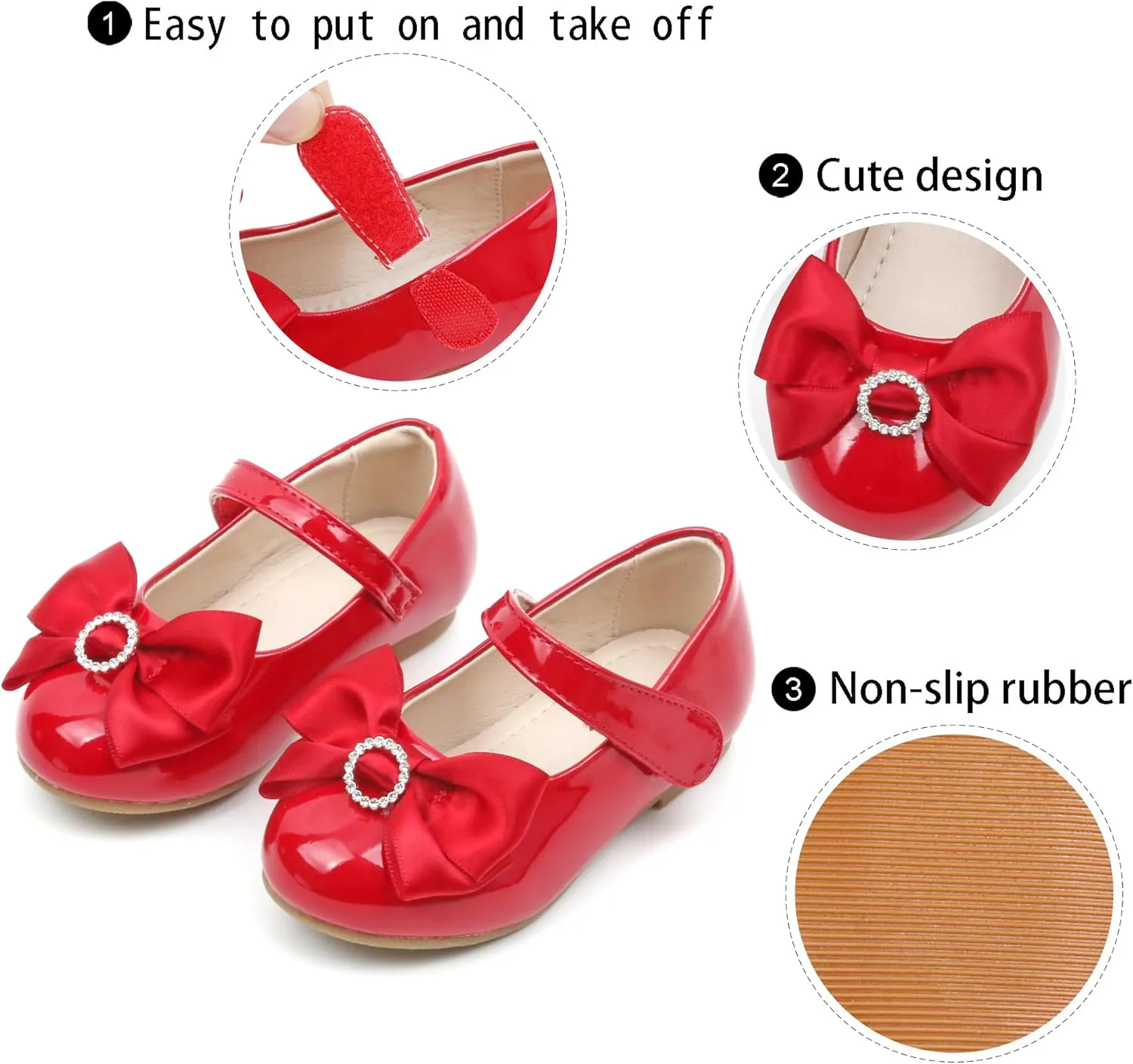 GINFIVE Toddler Girls Dress Shoes Mary Janes Ballerina Flats for Girls Shoes Toddler