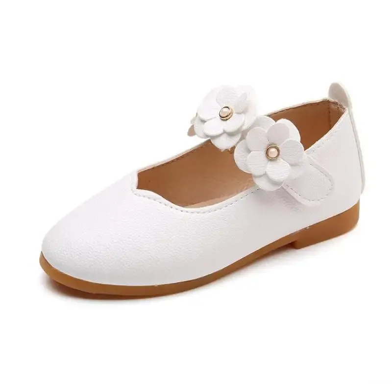Girls' White Ballerina Style Sandal with Velcro Closure