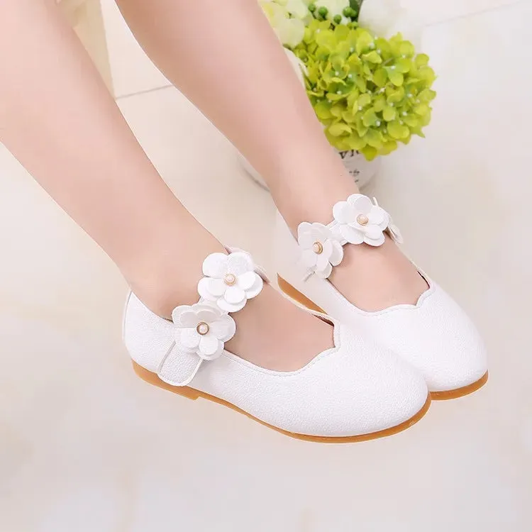 Girls' White Ballerina Style Sandal with Velcro Closure