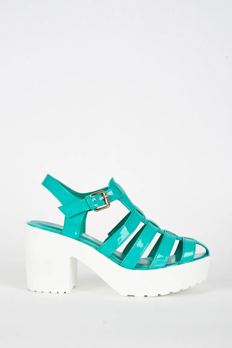 Green Cleated Platform Sandal