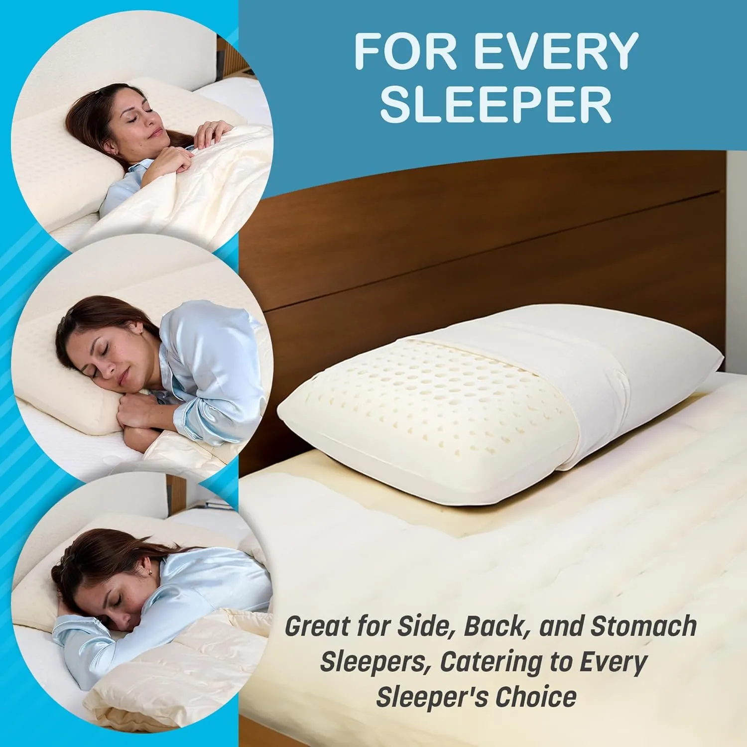 Green Natural Organic Bed Pillow - GOLS Certified Organic Rubber Foam Latex Pillows for Sleeping for Side, and Stomach Sleepers Zippered Organic Cotton Cover - Size Standard - High Loft - Medium