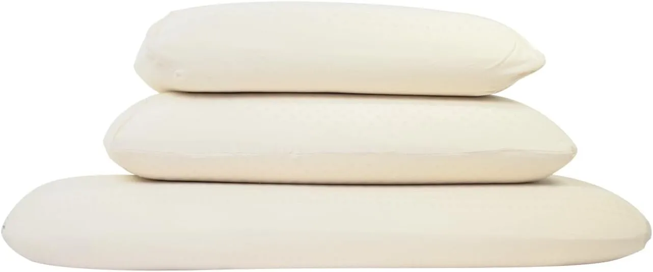 Green Natural Organic Bed Pillow - GOLS Certified Organic Rubber Foam Latex Pillows for Sleeping for Side, and Stomach Sleepers Zippered Organic Cotton Cover - Size Standard - High Loft - Medium