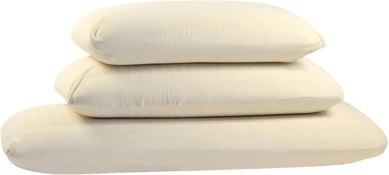 Green Natural Organic Bed Pillow - GOLS Certified Organic Rubber Foam Latex Pillows for Sleeping for Side, and Stomach Sleepers Zippered Organic Cotton Cover - Size Standard - High Loft - Medium