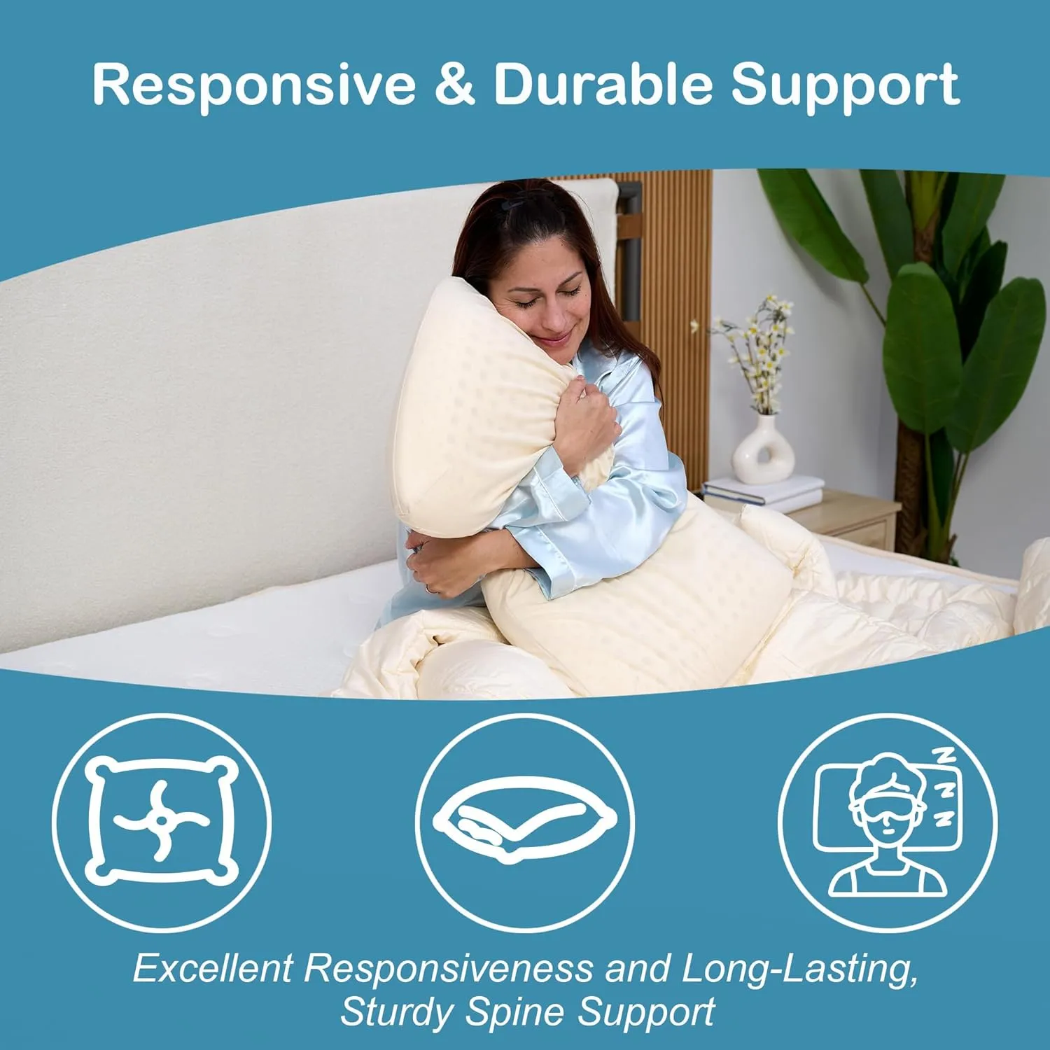 Green Natural Organic Bed Pillow - GOLS Certified Organic Rubber Foam Latex Pillows for Sleeping for Side, and Stomach Sleepers Zippered Organic Cotton Cover - Size Standard - High Loft - Medium