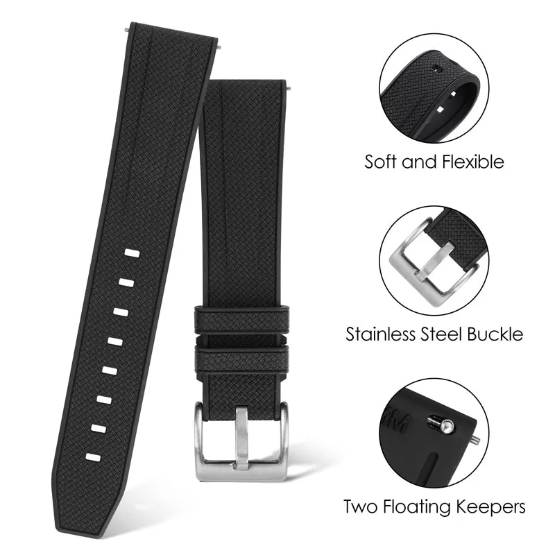 Herringbone Textured FKM Rubber Watchband WDS008