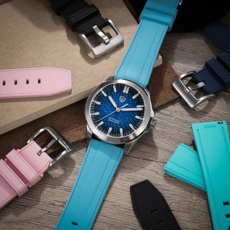 Herringbone Textured FKM Rubber Watchband WDS008