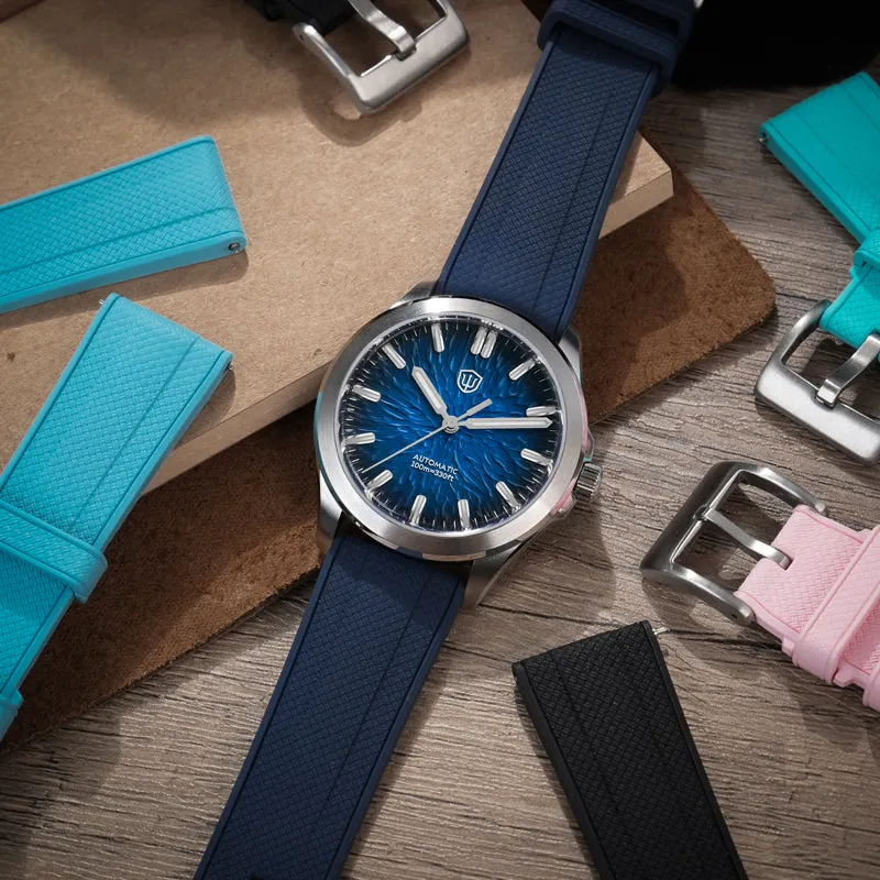 Herringbone Textured FKM Rubber Watchband WDS008