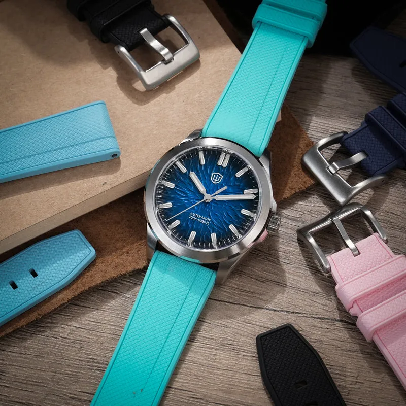 Herringbone Textured FKM Rubber Watchband WDS008