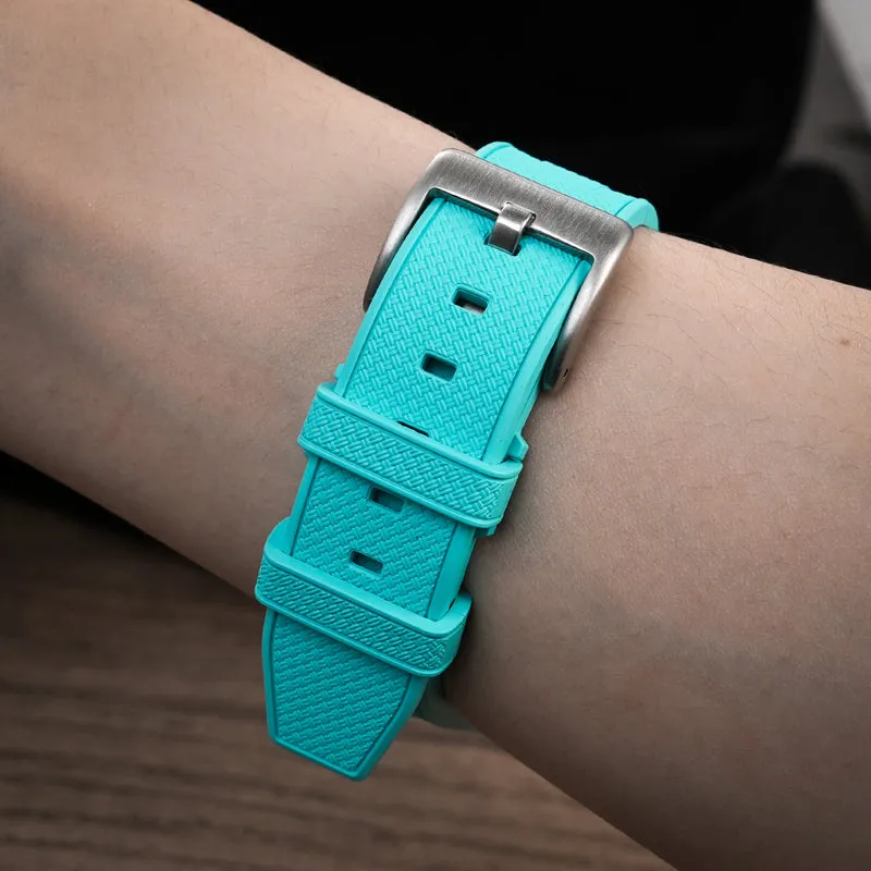 Herringbone Textured FKM Rubber Watchband WDS008