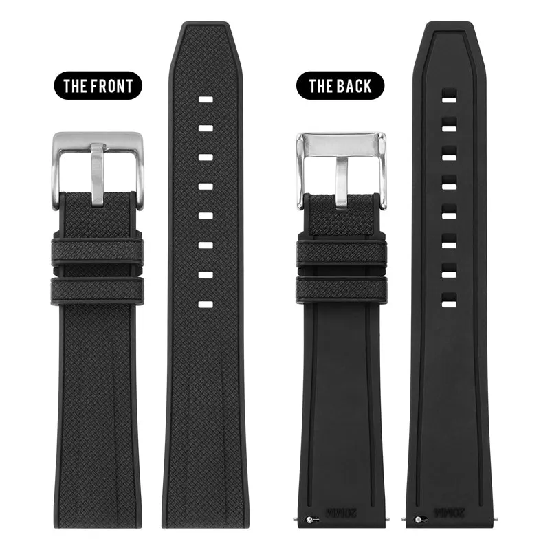 Herringbone Textured FKM Rubber Watchband WDS008