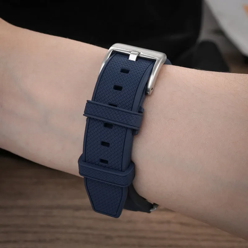 Herringbone Textured FKM Rubber Watchband WDS008