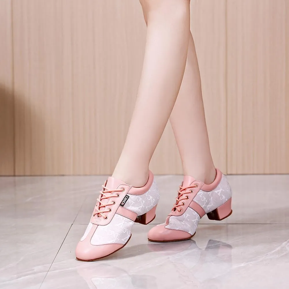 HIPPOSEUS Women's Professional Latin Dance Practice Shoes Closed Toe Competition Training Dance Shoes Indoor,Model 2213
