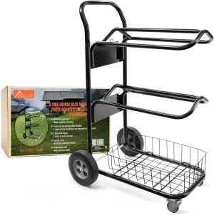 Homestead 220 Lbs Rolling Saddle Rack Cart with Basket – Heavy Duty Saddle Stand for Western Horse Gear, Organizers and Storage for Tack Room, Bridle, Horse Lovers, Cowboy - 3 Tier Saddle Rack Carts