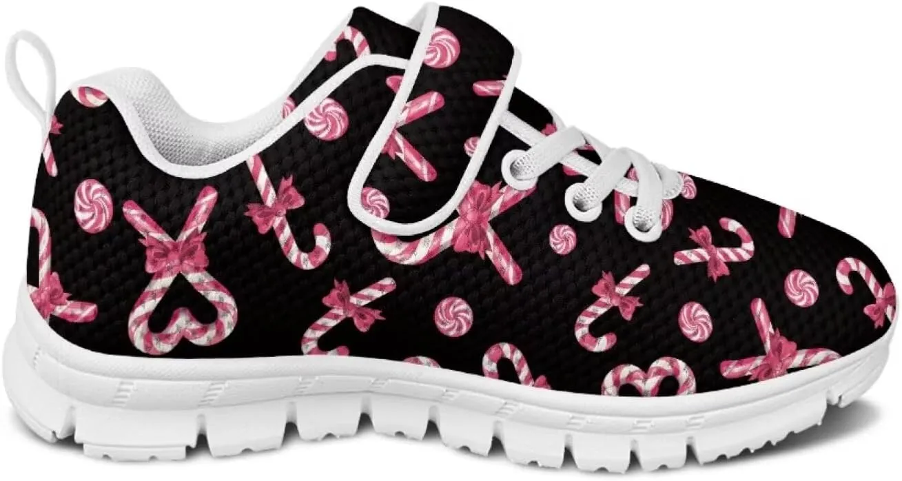 Howilath Christmas Print Kids Sneakers for Boys Girls Athletic Running Shoe with Single Buckle Casual Mesh Sneakers