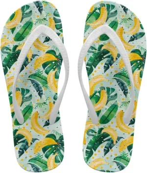 Howilath Fruit Pattern Non-Slip Flip Flops for Women Beach Flat Thong Sandals Rubber Single Band Slippers for Summer Pools