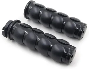 HTTMT TRHB114C-1''-BK Black Flat Top 1 Inch Rubber Handlebar Grips Compatible with Harley Road King CVO Springer Deluxe Magna 750 Kawasaki Vulcan 1500 Classic