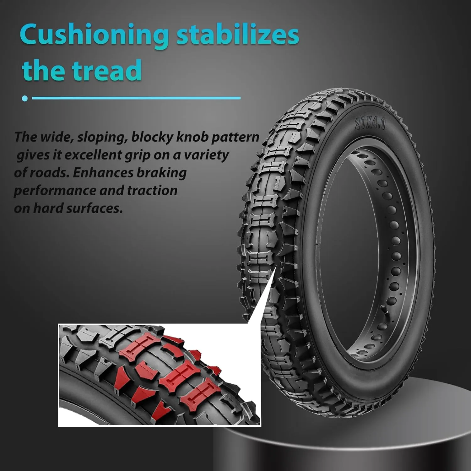 Hycline Ebike Replacement Fat Tire: 20x4.0 Inch Heavy Duty Folding Electric Fat Tires, All-Terrain High-Density Bicycle Tires for Street or Trail Riding