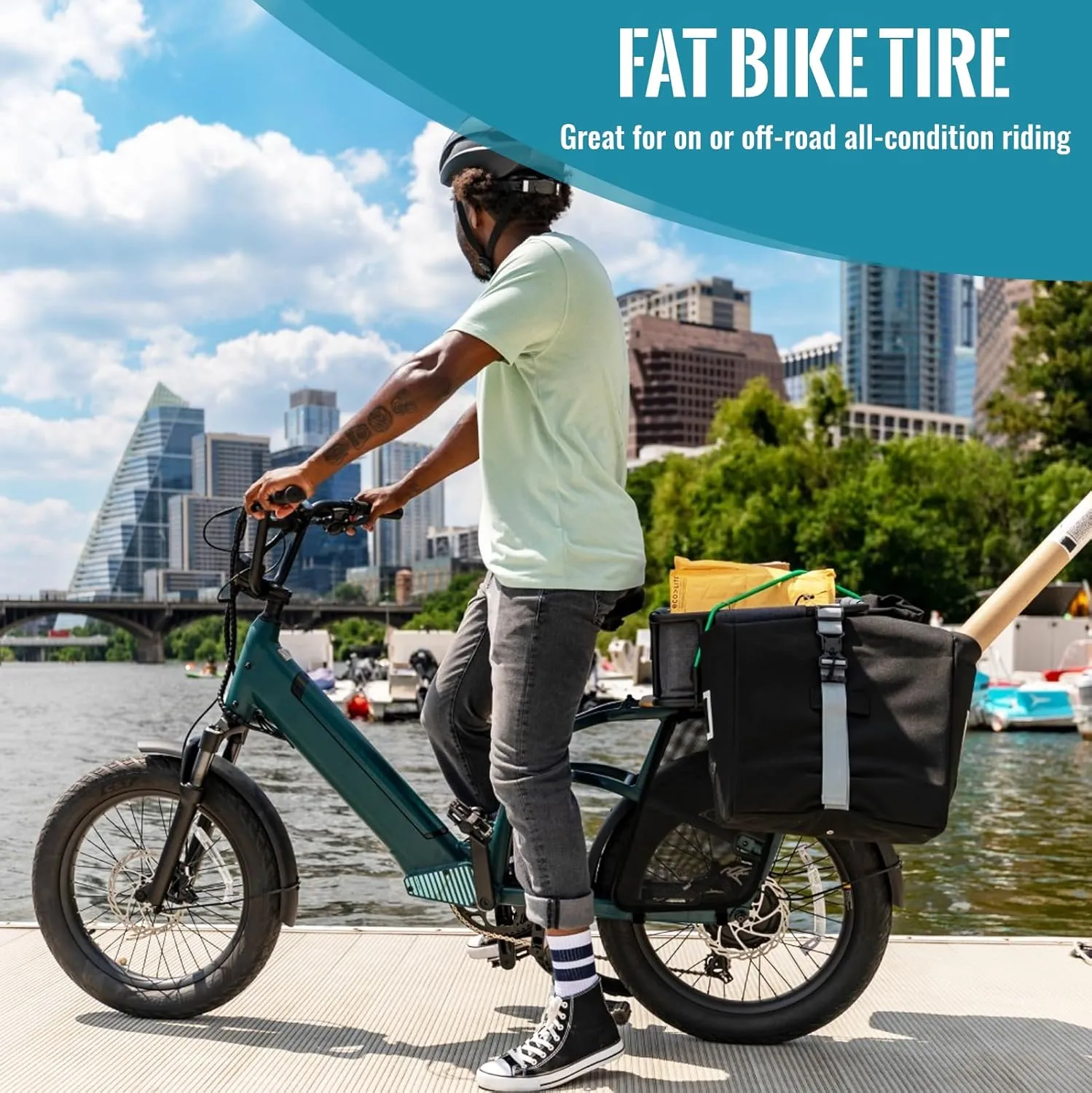 Hycline Ebike Replacement Fat Tire: 20x4.0 Inch Heavy Duty Folding Electric Fat Tires, All-Terrain High-Density Bicycle Tires for Street or Trail Riding