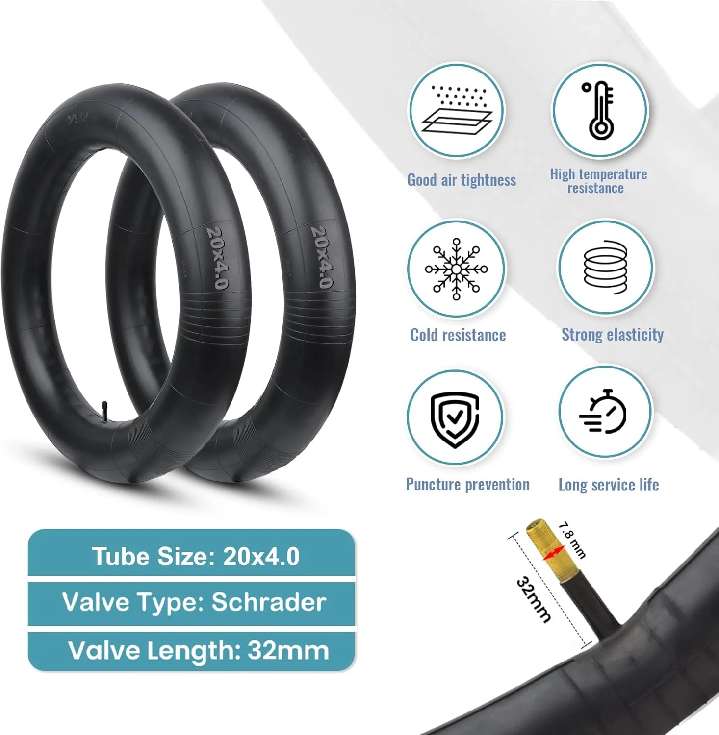 Hycline Ebike Replacement Fat Tire: 20x4.0 Inch Heavy Duty Folding Electric Fat Tires, All-Terrain High-Density Bicycle Tires for Street or Trail Riding