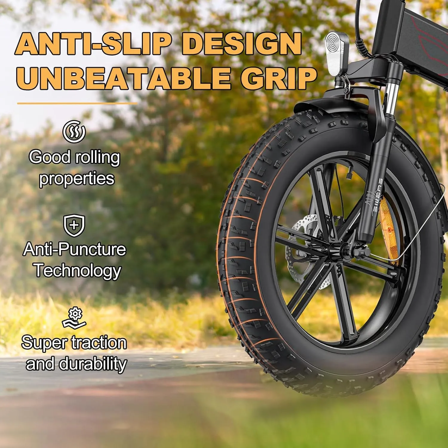 Hycline Fat Bike Replacement Tire: 20x3.0/26x3.0 Inch Puncture Resistant Folding MTB Bicycle Tires, All Terrain High-Density Bike Tires with Street or Trail Riding